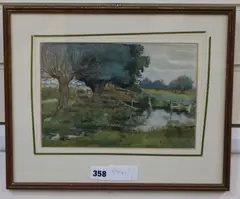 River landscape by Ralph Bardill, 1900, watercolour, sold Dec 2018