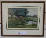 River landscape by Ralph Bardill, 1900, watercolour, sold Dec 2018