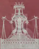 A cut paper silhouette of The Sumptuous Tripod proudly plac'd at Delphos' Shrine, inscribed in ink, 9 x 7.5in by Elizabeth Cobbold, ink, sold Dec 2018