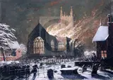 WatercolourCroydon Church on fire by Joseph Nash, watercolour, sold Dec 2018