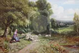 Tending the flock' signed 16 x 22.5in by Robert John Hammond, oil on canvas, sold Dec 2018