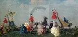 Promenade a la Mode' signed 11.5 x 24in by Emma Ciardi, oil on canvas, sold Dec 2018