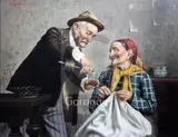 Vino Santi' signed 17.5 x 22.5in by Jules Zermati, oil on canvas, sold Dec 2018