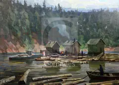 Logging' signed and inscribed verso 29.5 x 41.5in., unframed by Konstantin Prokhorov, oil on canvas, sold Dec 2018