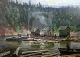 Logging' signed and inscribed verso 29.5 x 41.5in., unframed by Konstantin Prokhorov, oil on canvas, sold Dec 2018