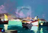 Fishermen, French Riviera signed, titled verso 9.5 x 13.5in by Cecil Rochfort D'Oyly-John, oil on canvas, sold Dec 2018