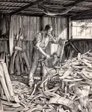 Wood Shaving' initialled in pencil and inscribed 1st state 10 x 8.25in by William Washington, Wood Shaving' initialled in pencil and inscribed, sold Dec 2018