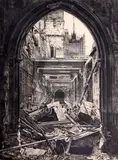 Ayes' Lobby House of Commons 1941' signed in pencil 14.5 x 10.75in by William Washington, etching, sold Dec 2018