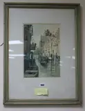 Dordrecht canal scene by James McBey, 1913, ink and watercolour, offered Dec 2018