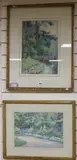 Garden scene with flower border by Alice Emily Donkin, watercolour, sold Dec 2018