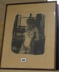 Female nude by Pierre Eugene Clarin, lithograph, sold Dec 2018