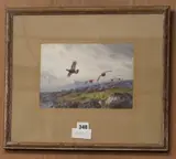 Grouse over moorland by John Charles Harrison, watercolour, sold Nov 2018