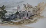 Italian hillside town, 12 x 19cm by William Simpson, watercolour, offered Nov 2018