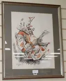 The Review' signed, 50 x 39cm by Franco Matania, charcoal and sepia, offered Nov 2018