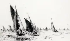 EtchingHome with the catchsigned in pencil6 by William Lionel Wyllie, etching, sold Nov 2018
