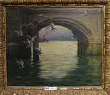 Thames Bridge scene by Leonard Carr Cox, oil on canvas, sold Nov 2018