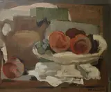 Still life of fruit on a table top by Henri Malançon, oil on canvas, sold Oct 2018