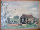 The Lock House & Caravan by Karl Hagedorn, oil on board, sold Oct 2018
