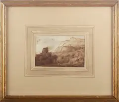 Landscape by Ferdinand Kobell, pen and ink and wash, offered Jul 2012