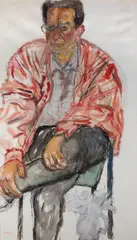 Portrait of a man with red shirt by Hans Schwarz, offered Jul 2012