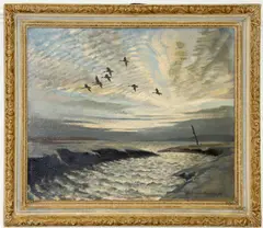 Geese flying over the estuary by Keith Shackleton, sold Jul 2012