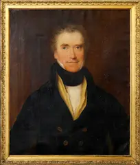 pair portraits, Joseph Hampton & Rynes Hampton, oil on canvas, 75cm x 62cm (2) by Portraits of Joseph Hampton Sir Thomas Lawrence & Ryynes, sold Jul 2012