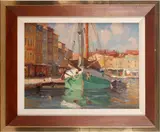 A docked boat by Jules Ribeaucourt, sold May 2012