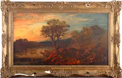 Moving the flock in the twilight by John Joseph Cotman, oil on canvas, sold May 2012