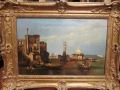 Venetian canal scene by Italian School, oil on canvas, sold May 2012