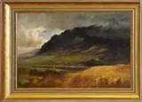 Highland scene with sheep grazing by John Cuthbert Salmon, oil on board,, offered May 2012