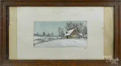 winter landscape by Francis Dyer, watercolor and gouache, offered Oct 2016