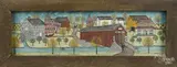 Amish town scene by Dolores Hackenberger, oil on canvas, offered Oct 2016