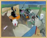 abstract by Donald Stanley Wilf, oil on canvas, offered Oct 2016