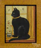 of a cat by Hetherly Hale, watercolor, offered Oct 2016