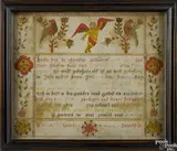 fraktur birth certificate by Cross Legged Angel Artist, ink and watercolor, offered Oct 2016