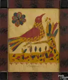 fraktur of a bird by David Y. Ellinger, watercolor, offered Oct 2016