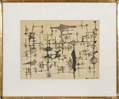 drawing by Ibram Lassaw, mixed media, offered Oct 2016