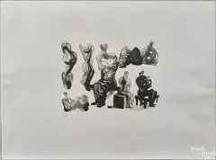 with sculptural forms and designs by Henry Moore, lithograph, sold Oct 2016
