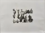 with sculptural forms and designs by Henry Moore, lithograph, sold Oct 2016