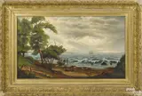 coastal scene by Levi Wells Prentice, oil on canvas, offered Oct 2016