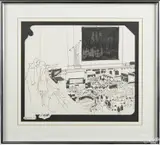 and wash views of the New York Stock Exchange by Dong Kingman, ink, offered Oct 2016