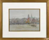 probably Philadelphia waterfront by Everett Warner, watercolor, offered Oct 2016