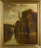 river landscape of The Great Falls in Paterson by Julian Rix, oil on canvas, offered Oct 2016