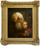 portrait of Belisarius and a young child clasping hands beneath a banner by Daniel Ridgeway Knight, oil on canvas, offered Oct 2016