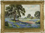 landscape with Texas bluebonnets by Dollie Nabinger, oil on canvas, offered Oct 2016