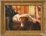 on panel of a Jack Russell terrier by Henry Koehler, oil on canvas, offered Oct 2016