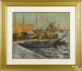 industrial river scene by Frederick Wagner, pastel, offered Oct 2016