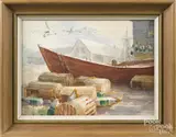 harbor scene by Harry Gage, watercolor, offered Sep 2016
