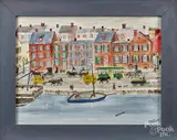 folk art street scene by James Burns McCloskey, oil on board, offered Sep 2016
