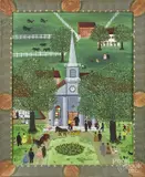 of people attending church by James Burns McCloskey, oil on canvas, offered Sep 2016